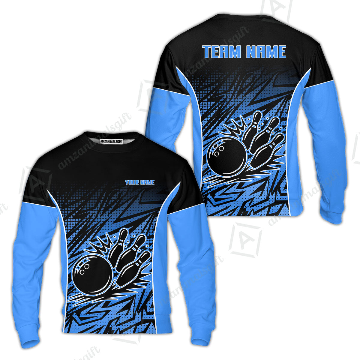 Customized Bowling Unisex Polo Shirt, Abstract Sameless Pattern Color Bowling Uniforms, Personalized Name And Team Name