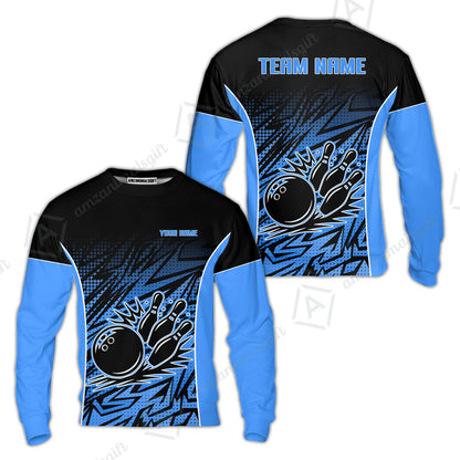 Customized Bowling Unisex Polo Shirt, Abstract Sameless Pattern Color Bowling Uniforms, Personalized Name And Team Name