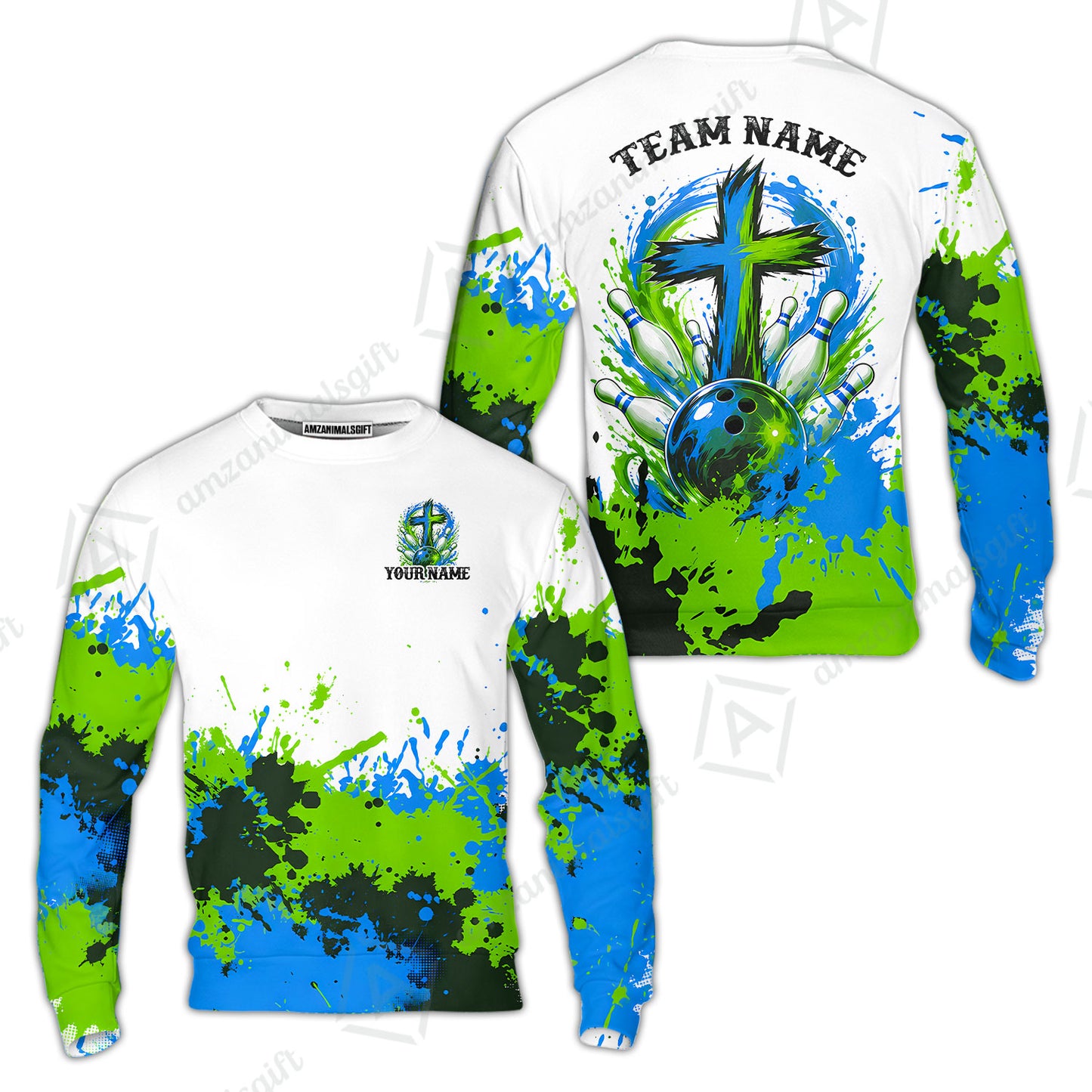Custom Bowling Jersey Polo Shirt, Splash Pain Bowling Cross Colorful, Custom Bowling Jersey Team Shirt For Players With Name & Team Name