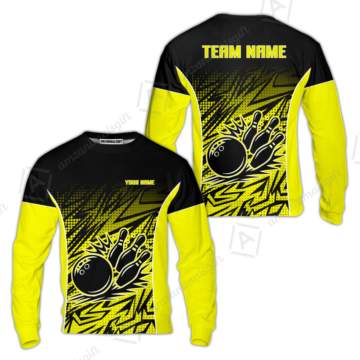 Customized Bowling Unisex Polo Shirt, Abstract Sameless Pattern Color Bowling Uniforms, Personalized Name And Team Name