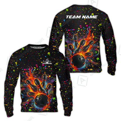 Custom Bowling Jersey Polo Shirt, Bowling Splash Paint Dot, Custom Bowling Jersey Team Shirt For Players With Name & Team Name