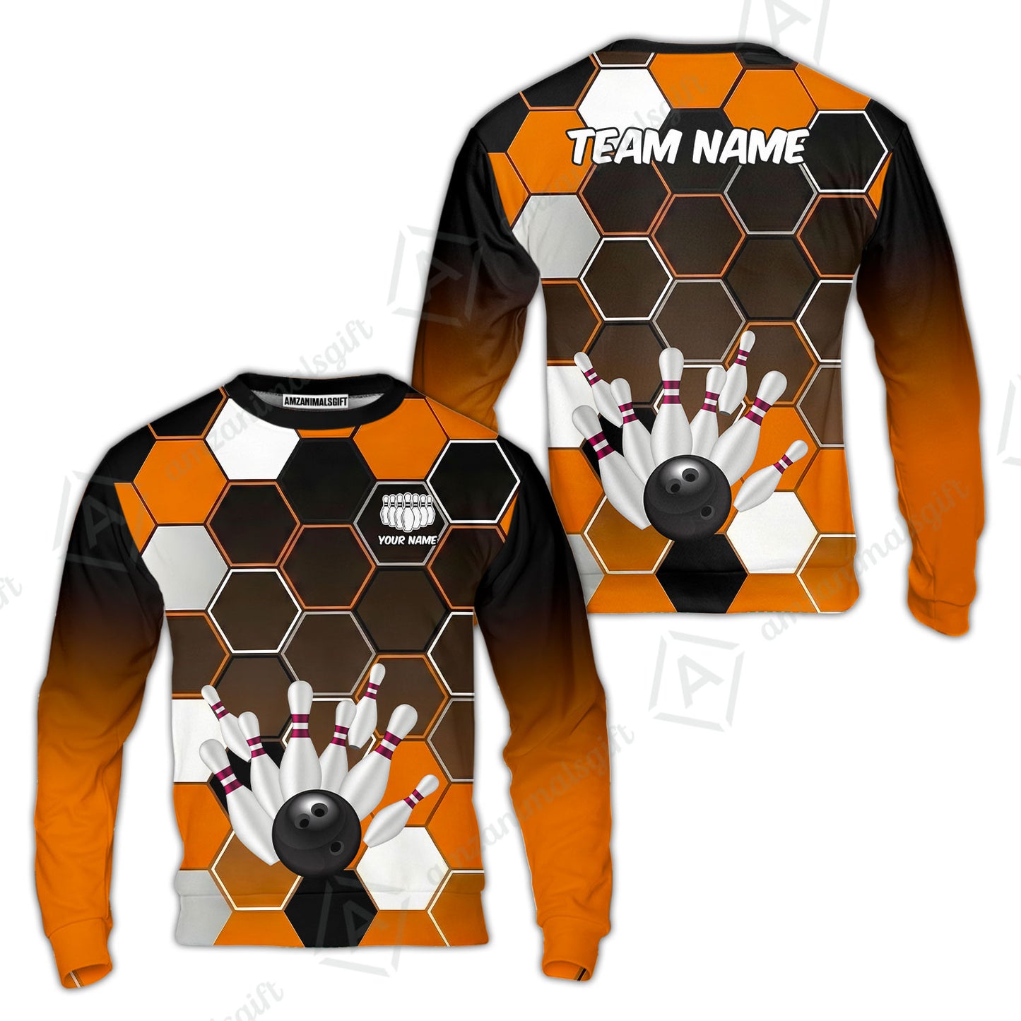 Customized Bowling Unisex Polo Shirt, Hexagon Pattern Bowling, Bowling Uniform - Personalized Name Team Name For Bowlers