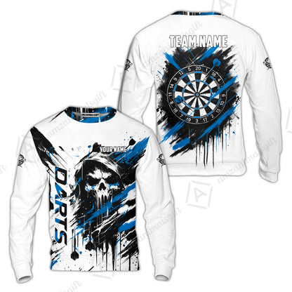 Custom Darts Jersey Polo Shirt, Grim Reaper Sketch Splatter, Custom Dart Jersey Team Shirt For Players With Name & Team Name