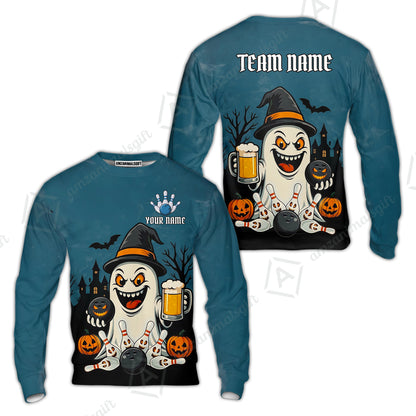 Custom Bowling Jersey Polo Shirt, Bowling Halloween Witch, Custom Bowling Jersey Team Shirt For Players With Name & Team Name