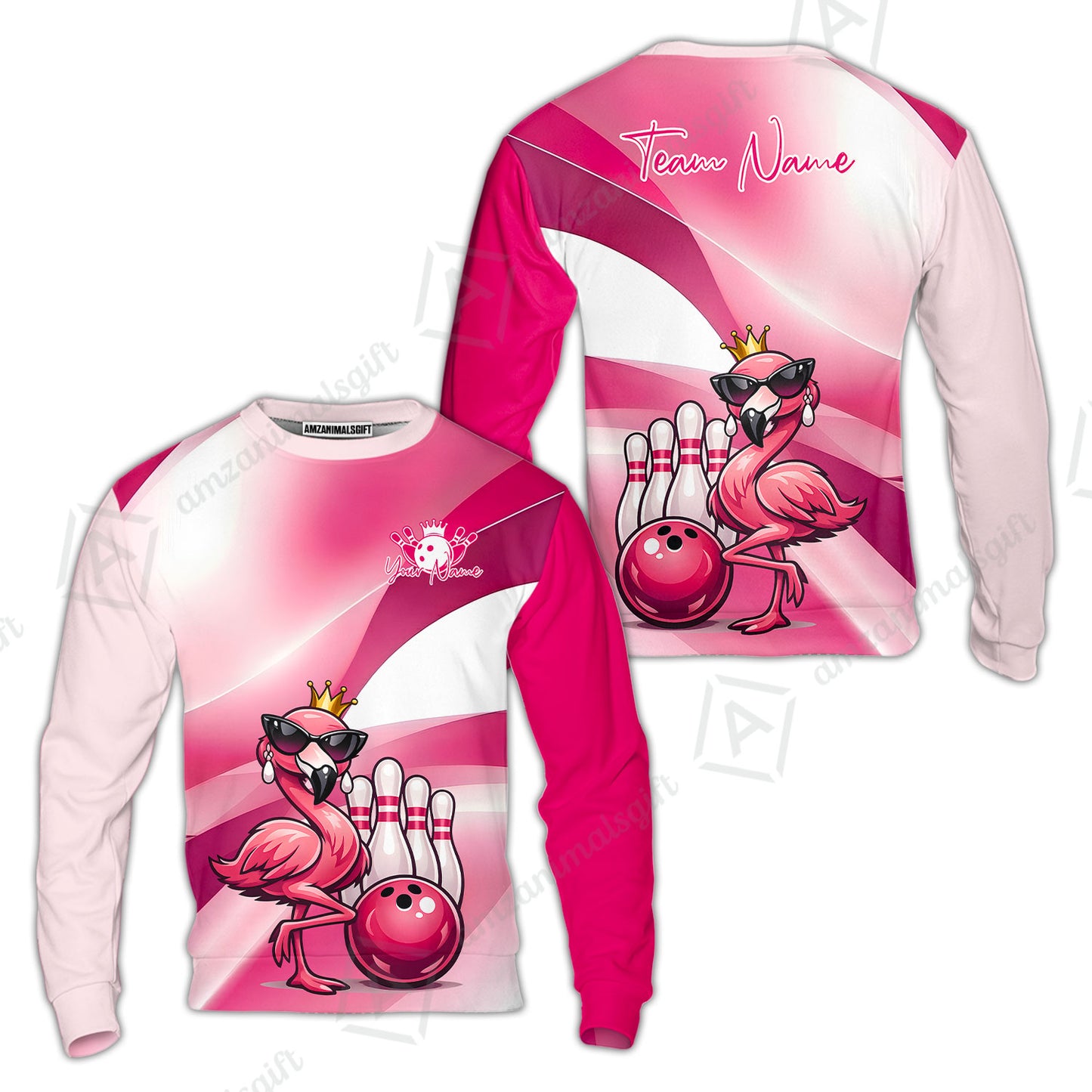 Custom Women Jersey Shirt, Pink Diva Flamingo Bowling, Custom Bowling Jersey Team Shirt For Players With Name & Team Name