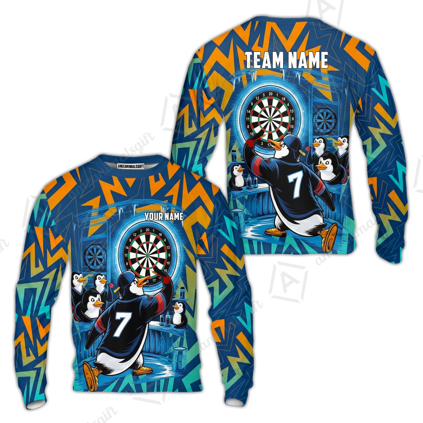 Custom Darts Team Jersey, Personalized Penguins Strike Dart Polo Shirt For Players With Name & Team Name