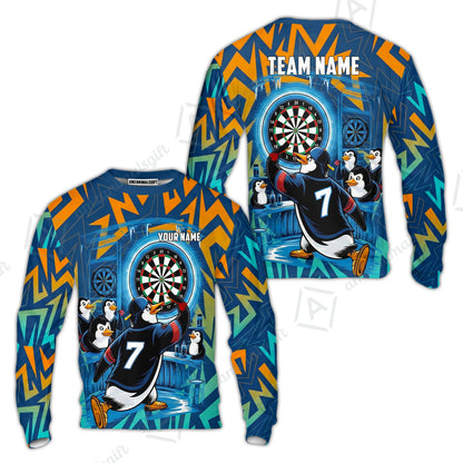Custom Darts Team Jersey, Personalized Penguins Strike Dart Polo Shirt For Players With Name & Team Name