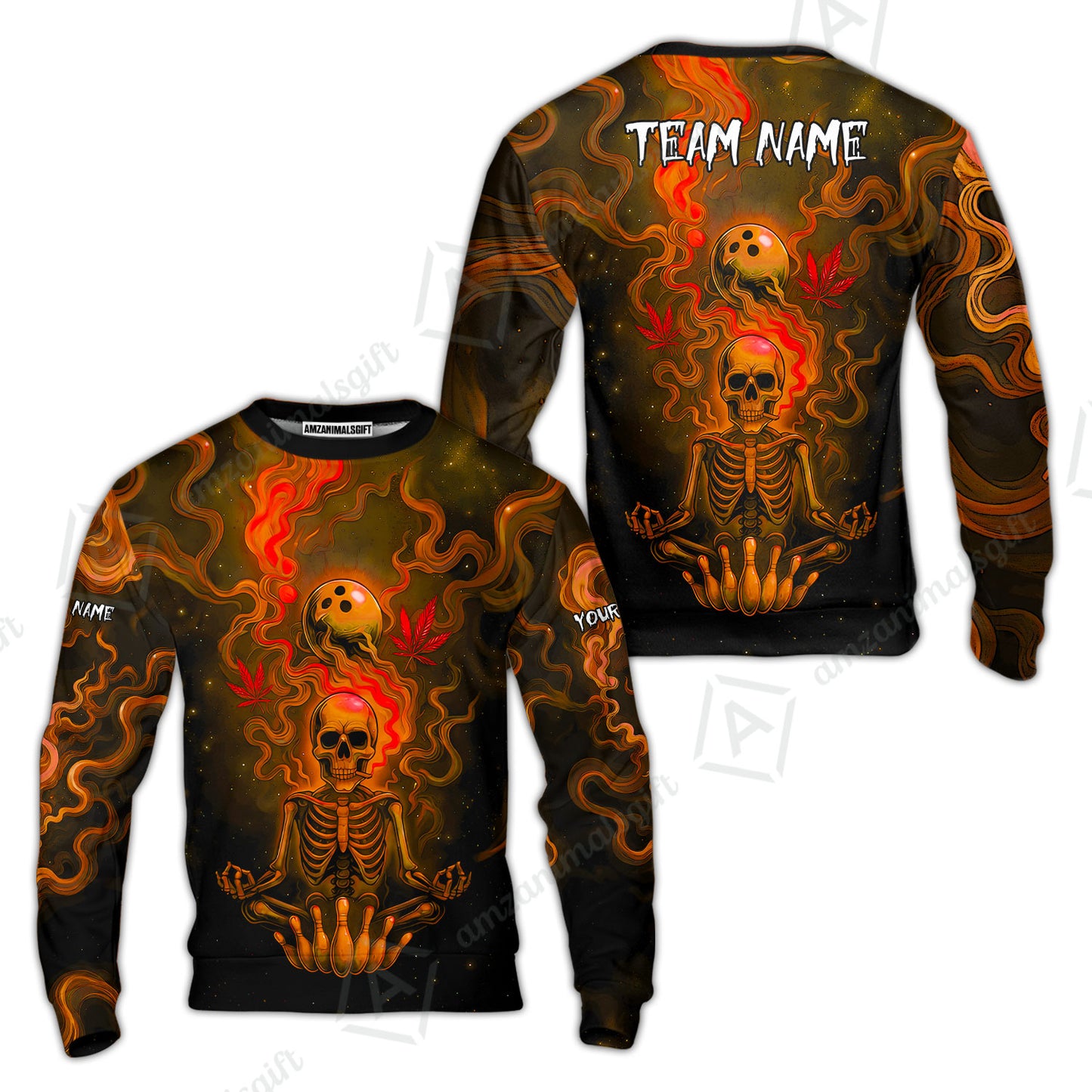 Custom Bowling Team Unisex Polo Shirt, Neon Skull CNB Bowling Custom Shirt Featuring Personalized Name and Team Name