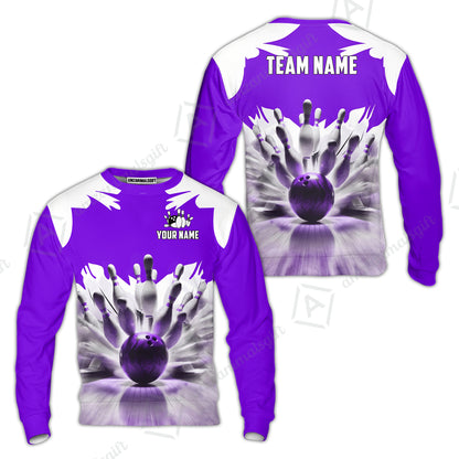 Custom Bowling Jersey Polo Shirt, Electric Marble Strike, Custom Bowling Jersey Team Shirt For Players With Name and Team Name