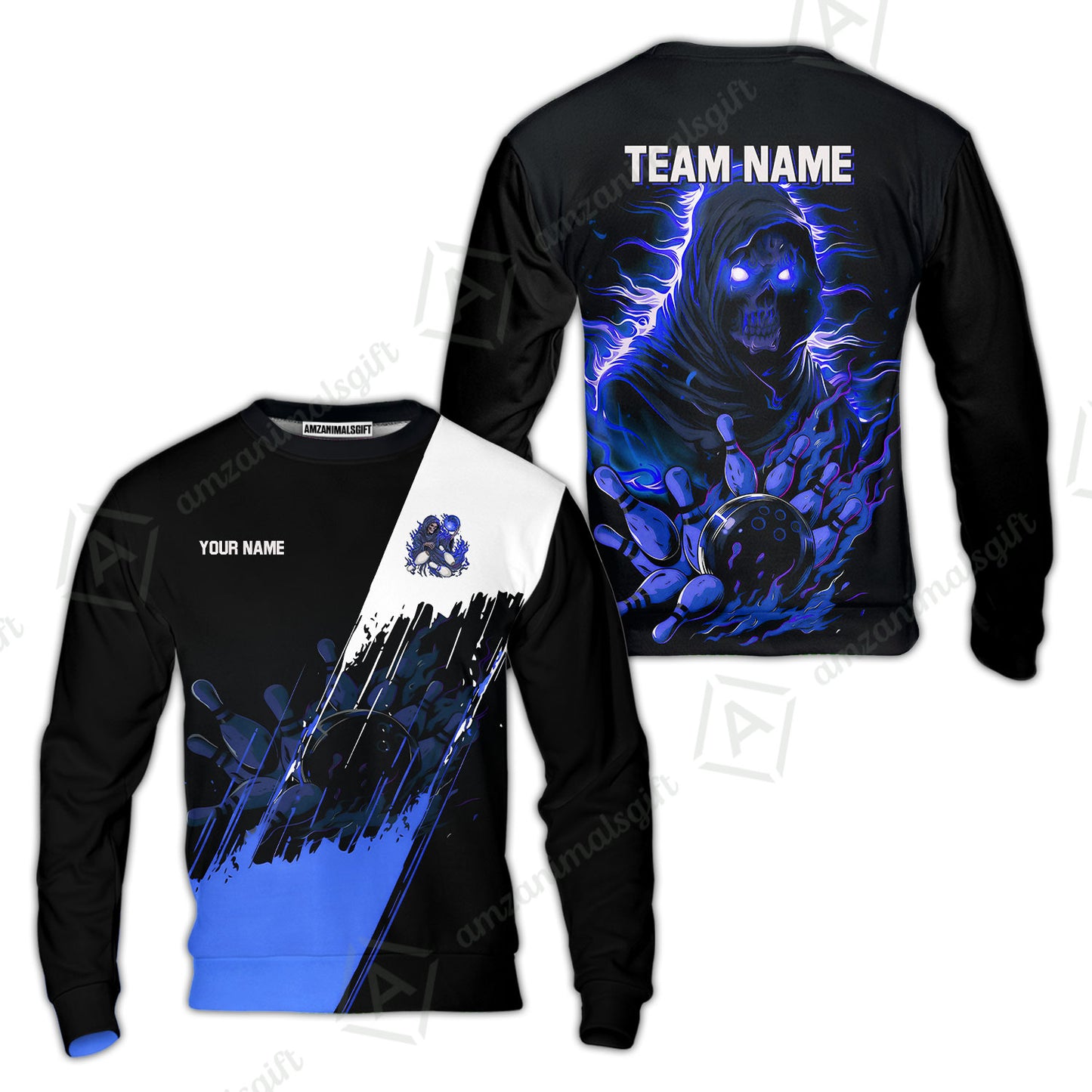 Custom Bowling Jersey Polo Shirt, Glow Reaper Bowling Custom Bowling Jersey Team Shirt For Players With Name & Team Name