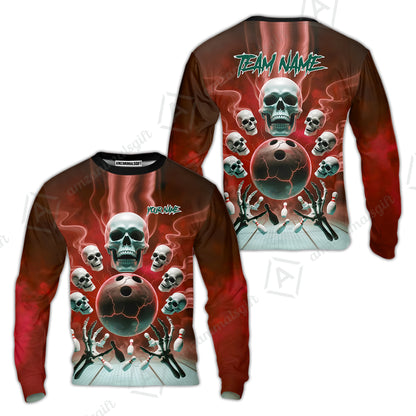 Custom Dark Fantasy Skeleton Bowling Team Jersey, Bowling Uniforms, Personalize Name And Team Name
