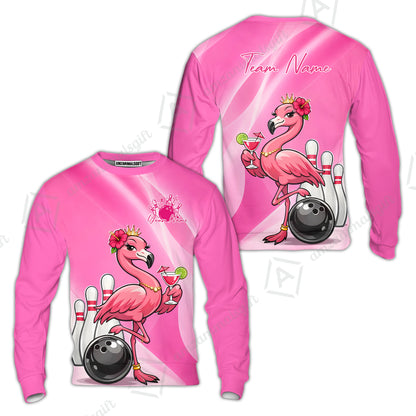 Custom Bowling Jersey Polo Shirt, Flamingo Queen Bowling, Custom Bowling Jersey Team Shirt For Players With Name & Team Name