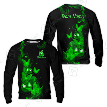 Custom Bowling Jersey Polo Shirt, Butterfly Bowling Smoke, Custom Bowling Jersey Team Shirt For Players With Name & Team Name