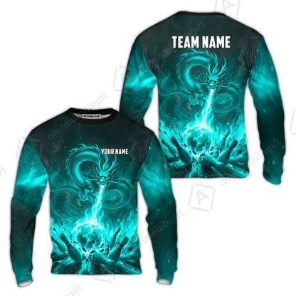 Custom Bowling Jersey Polo Shirt, Asian Dragon's Fire Strike, Custom Bowling Jersey Team Shirt For Players With Name & Team Name