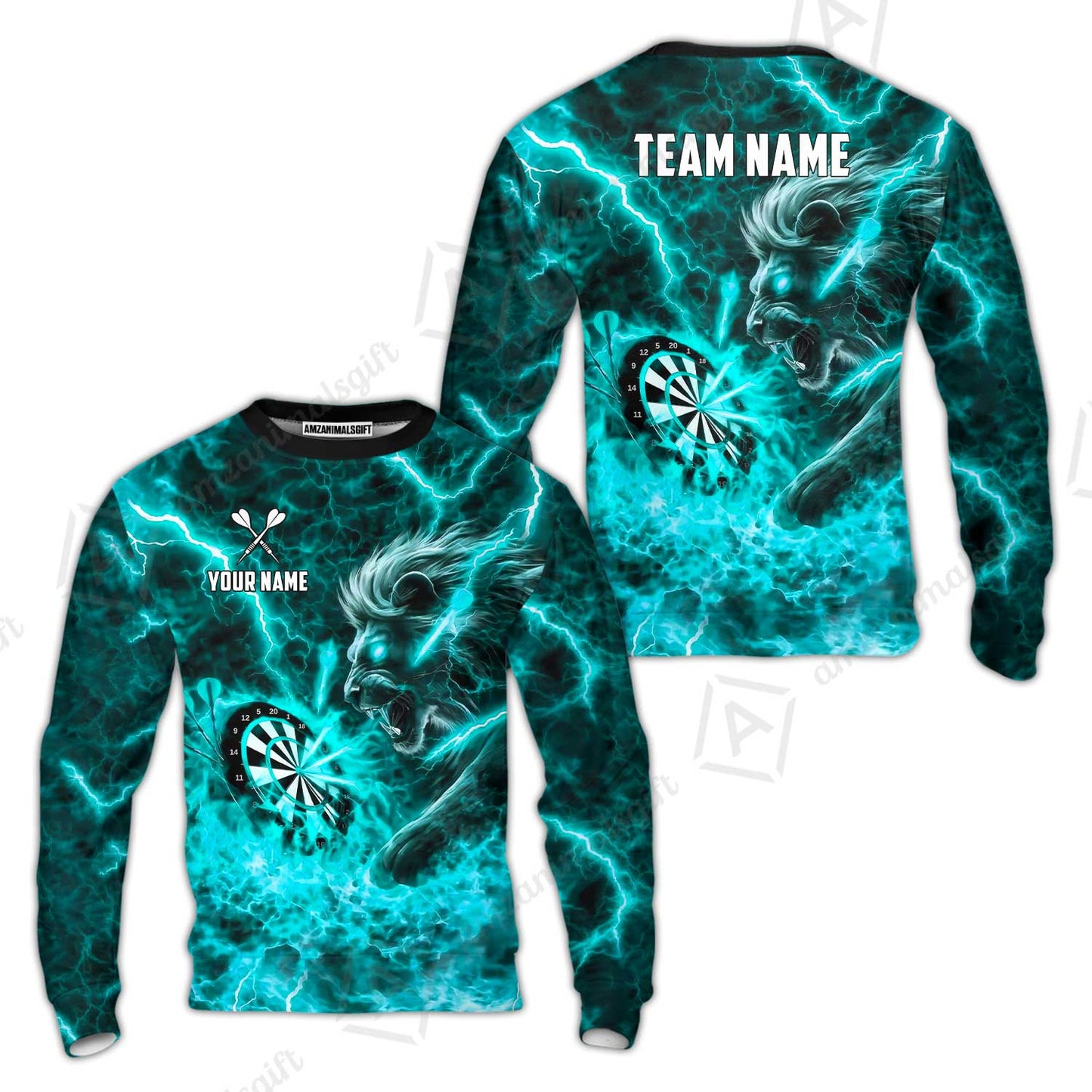 Custom Darts Team Jersey, Personalized Lightning Lion Jersey Shirt For Players With Name & Team Name