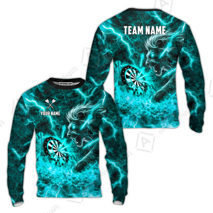 Custom Darts Team Jersey, Personalized Lightning Lion Jersey Shirt For Players With Name & Team Name