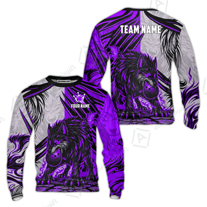 Custom Bowling Jersey Polo Shirt, Lone Wolf Strike & Emerald Frost, Custom Bowling Jersey Team Shirt For Players With Name & Team Name