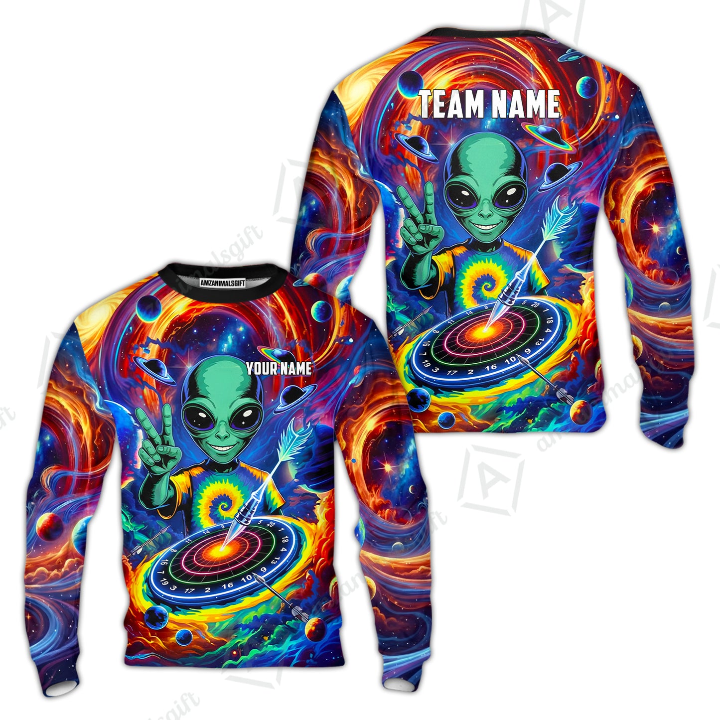 Custom Darts Team Jersey, Personalized Alien Vortex Strike Dart Polo Shirt For Players With Name & Team Name