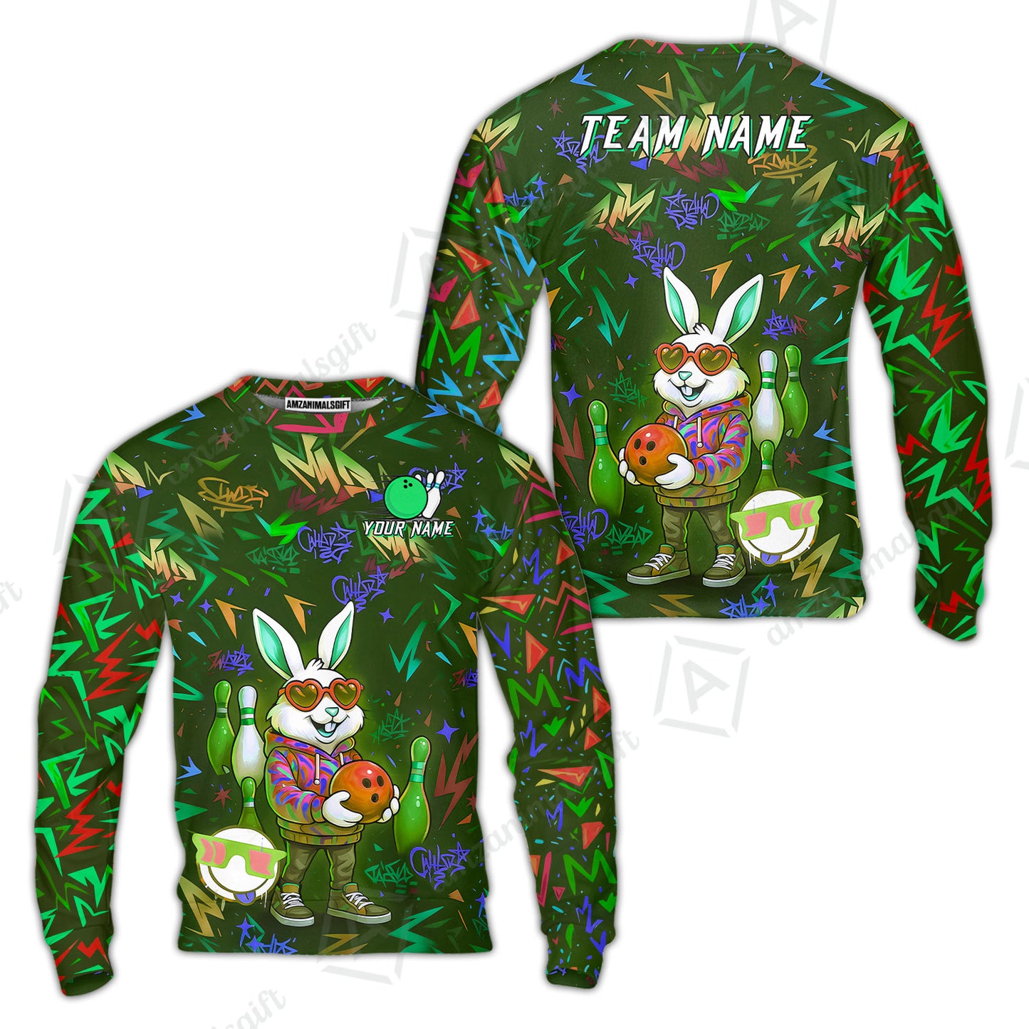 Custom Hip Hop Rabbit Bowling Jersey Polo Shirt, Custom Hip Hop Rabbit Bowling Jersey Team Shirt For Players With Name & Team Name