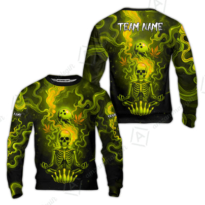 Custom Bowling Team Unisex Polo Shirt, Neon Skull CNB Bowling Custom Shirt Featuring Personalized Name and Team Name