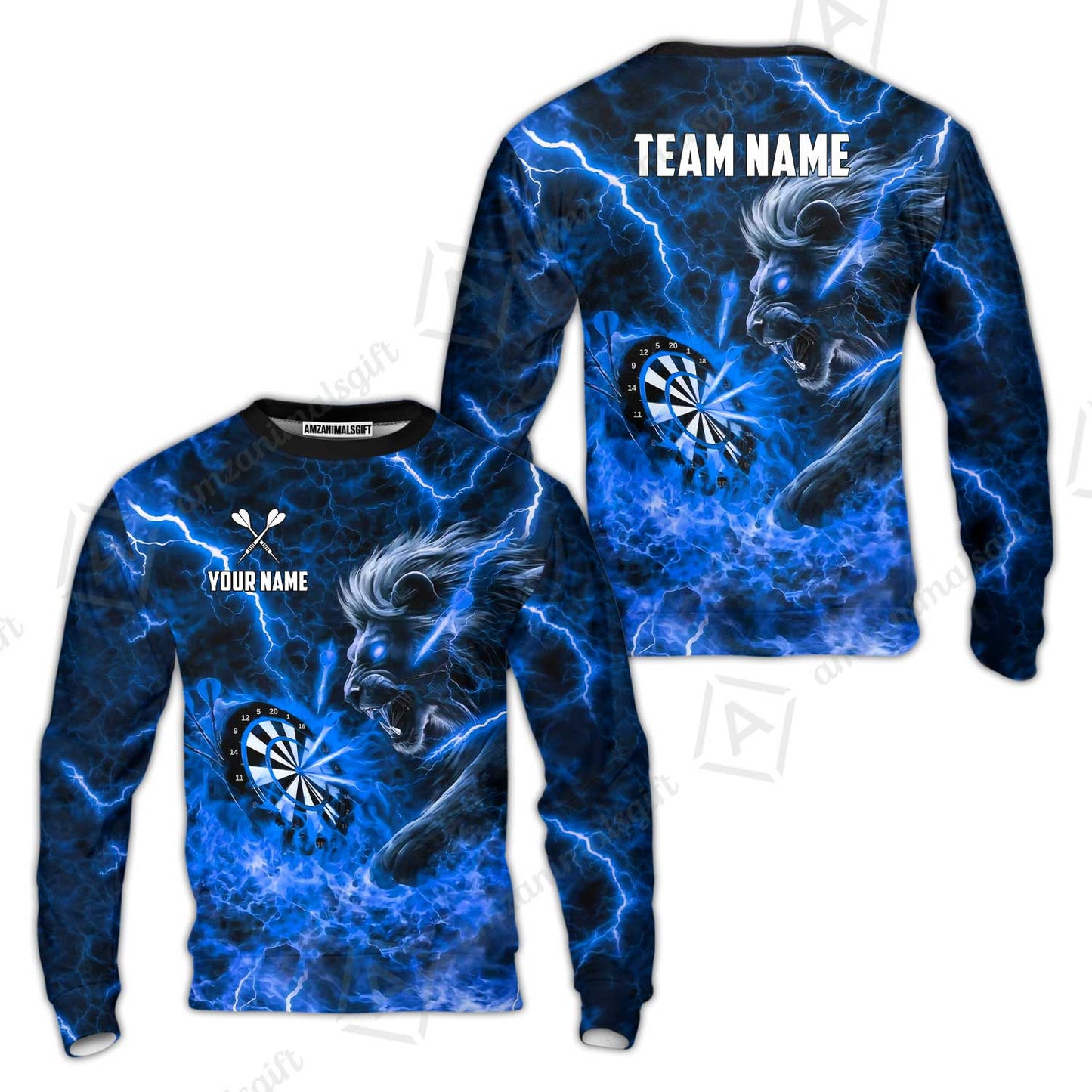 Custom Darts Team Jersey, Personalized Lightning Lion Jersey Shirt For Players With Name & Team Name