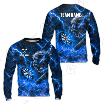 Custom Darts Team Jersey, Personalized Lightning Lion Jersey Shirt For Players With Name & Team Name