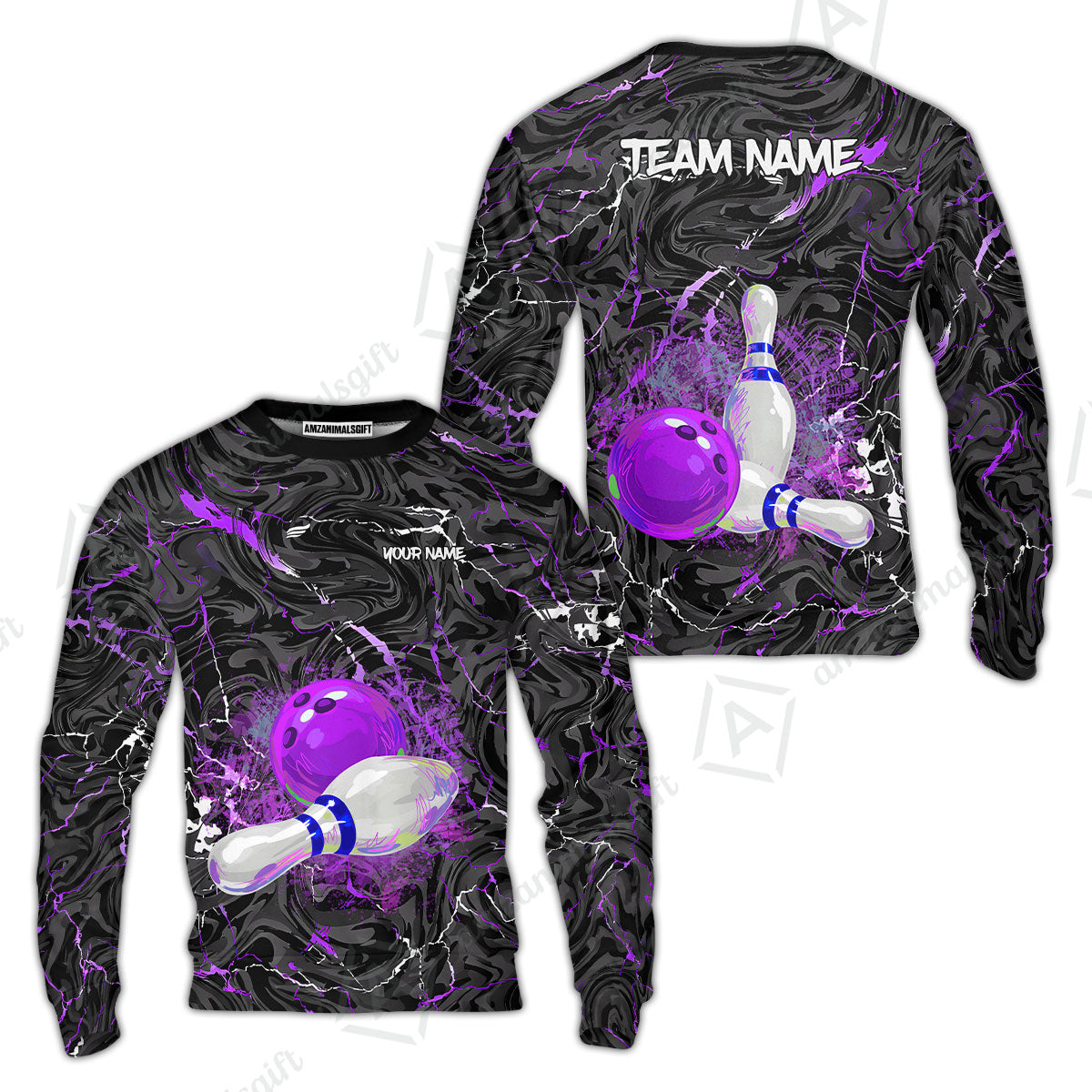 Customized Bowling Unisex Polo Shirt, Swirling Marbled Pattern Vibrant Veins, Bowling Uniforms, Personalized Name And Team Name