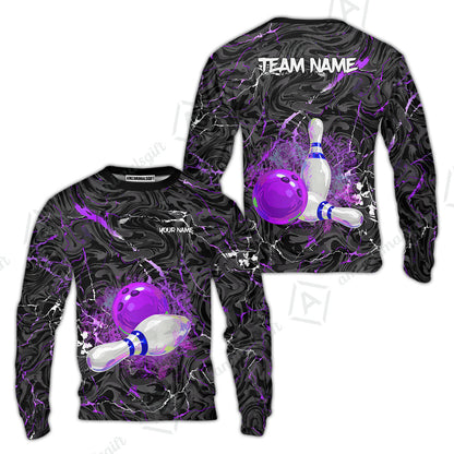 Customized Bowling Unisex Polo Shirt, Swirling Marbled Pattern Vibrant Veins, Bowling Uniforms, Personalized Name And Team Name