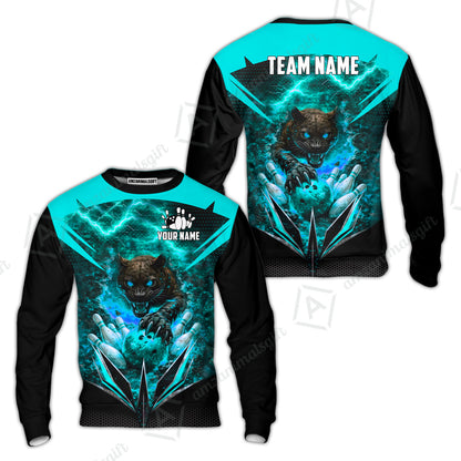 Custom Bowling Jersey Polo Shirt, Electric Panther Bowling, Personalized Name & Team Name