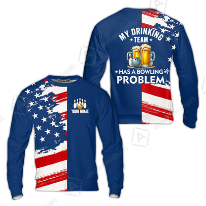 Custom Bowling Jersey Polo Shirt, Funny Drinking Team Bowling Problem, Custom Bowling Jersey Team Shirt For Players With Name and Team Name