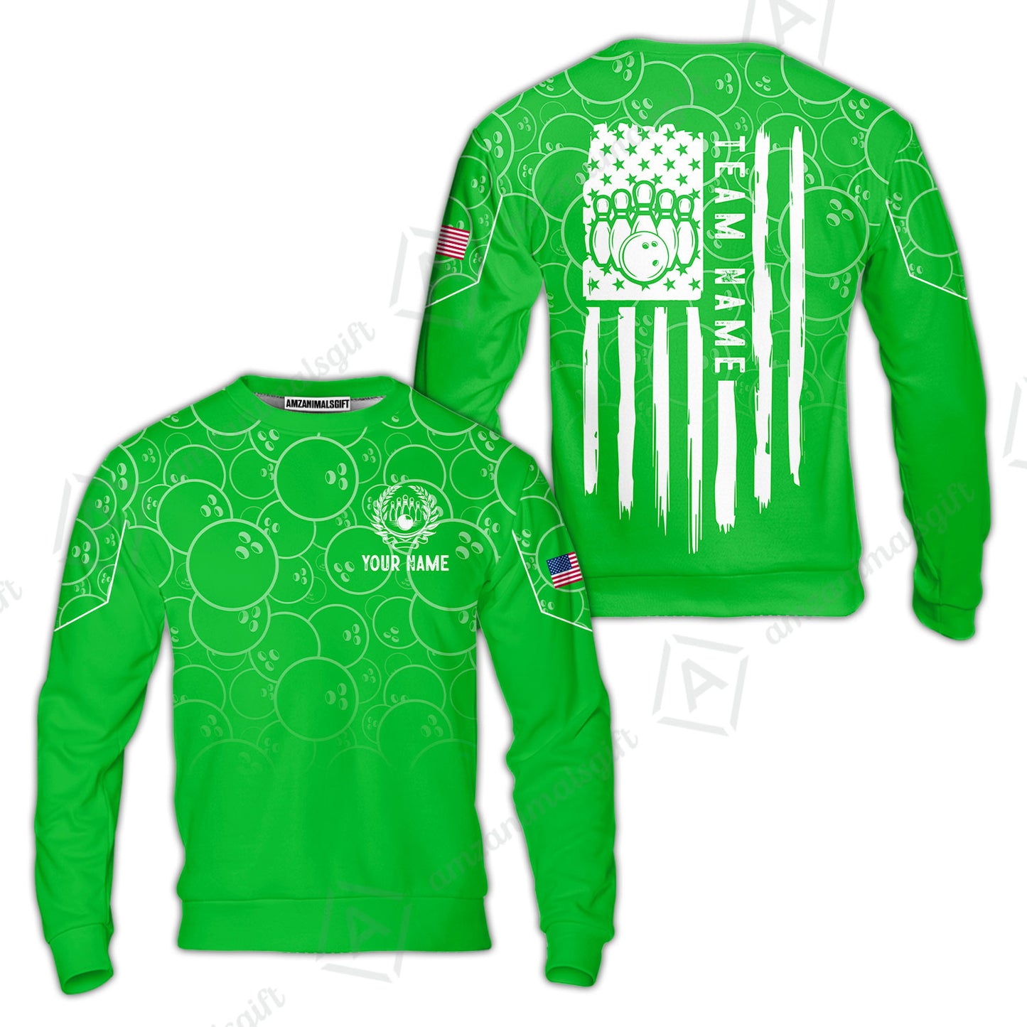 Custom Bowling Jersey Polo Shirt, Vibrant Kelly Ball Pattern Flag, Custom Bowling Jersey Team Shirt For Players With Name and Team Name
