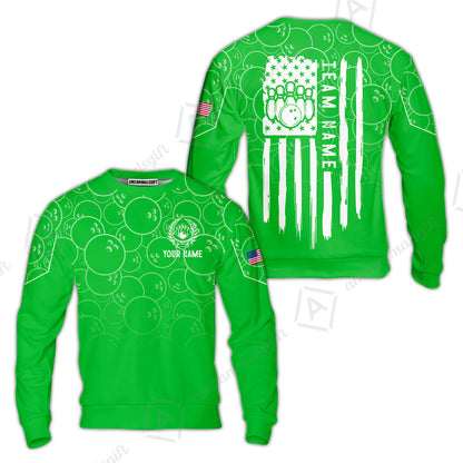 Custom Bowling Jersey Polo Shirt, Vibrant Kelly Ball Pattern Flag, Custom Bowling Jersey Team Shirt For Players With Name and Team Name
