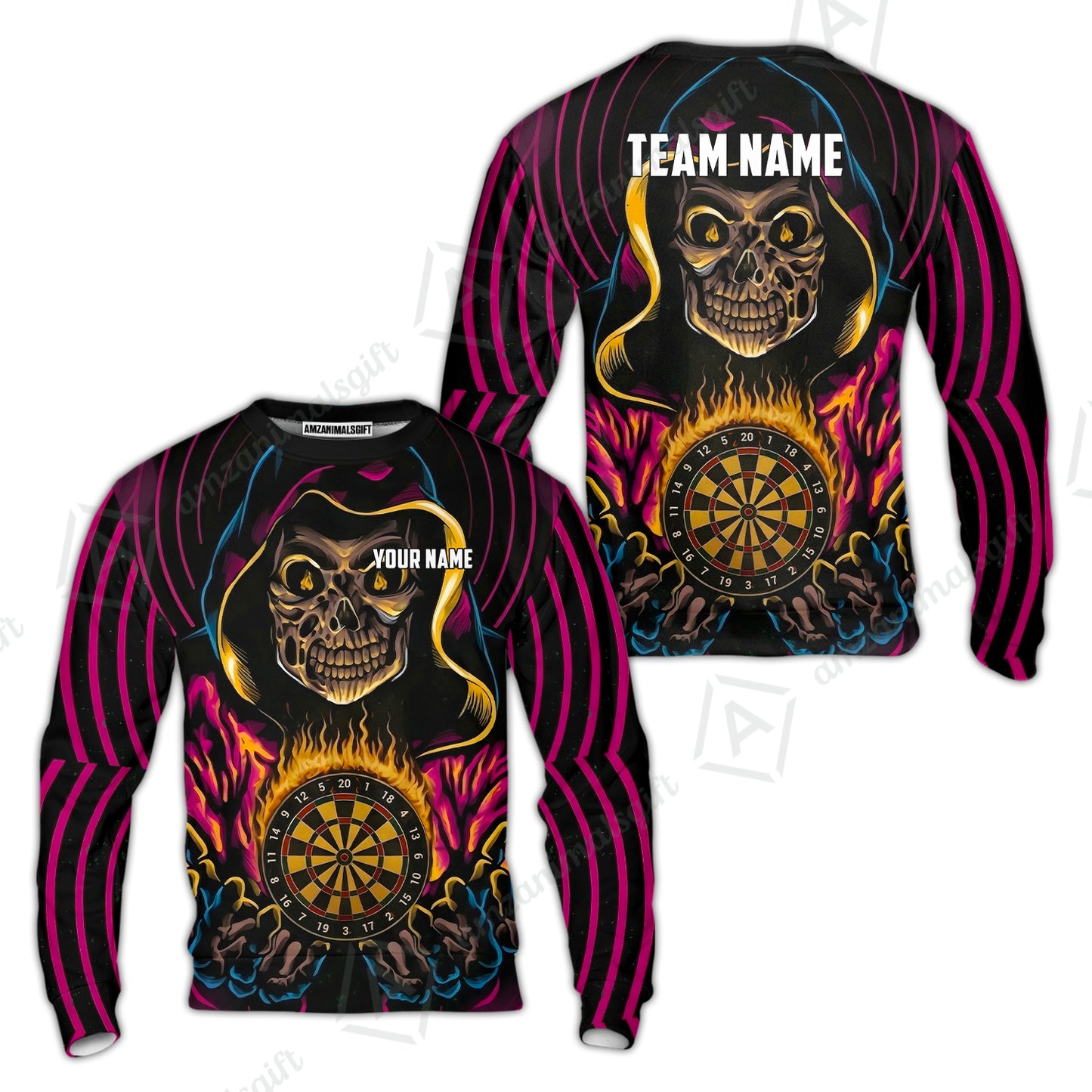 Custom Darts Team Jersey, Personalized Grim Reaper Dart Polo Shirt For Players With Name & Team Name