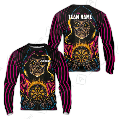 Custom Darts Team Jersey, Personalized Grim Reaper Dart Polo Shirt For Players With Name & Team Name