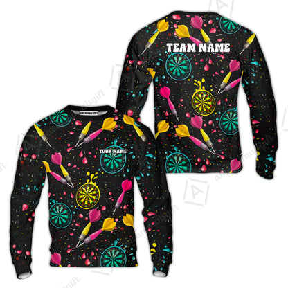 Customized Darts Team Uniform Shirt, Funny Colorful Donuts Darts and Dartboard, Personalized Name And Team Name