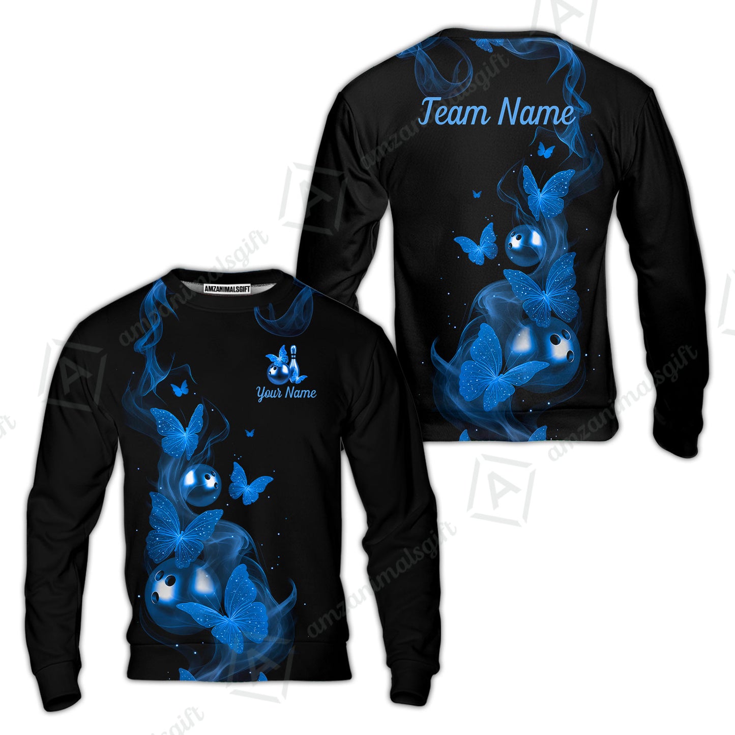 Custom Bowling Jersey Polo Shirt, Butterfly Bowling Smoke, Custom Bowling Jersey Team Shirt For Players With Name & Team Name