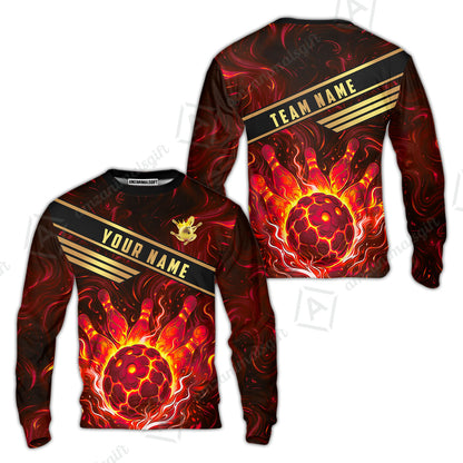 Custom Bowling Polo Shirt, Glowing Bowling Ball and Pins Custom Bowling Polo Team Shirt For Players With Name & Team Name