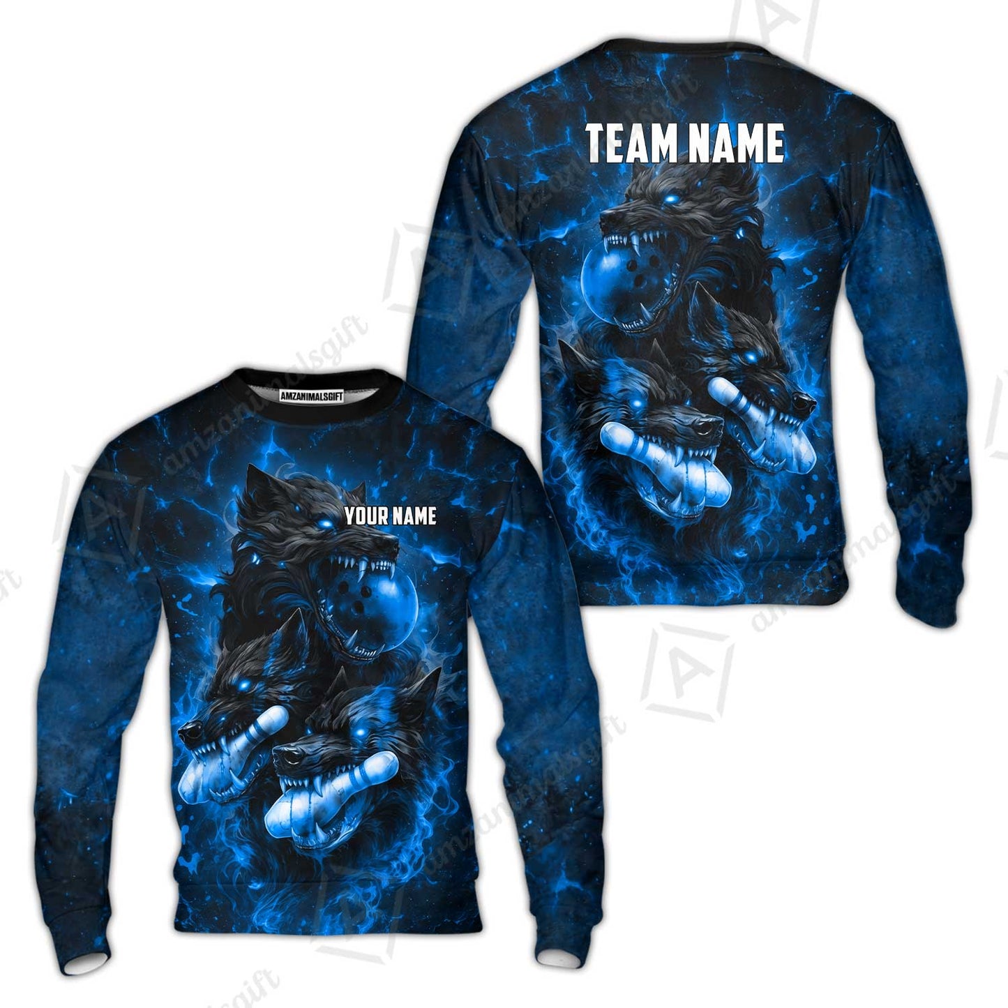 Custom Bowling Jersey Polo Shirt, Dark Fantasy Hellfire Werewolf, Custom Bowling Jersey Team Shirt For Players With Name & Team Name