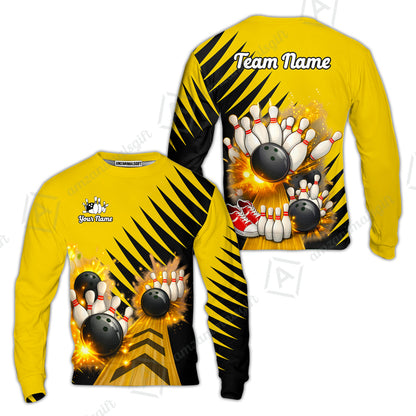Custom Bowling Quarter Zip Polo Shirt, Yellow Bowling, Custom Bowling Quarter Zip Team Shirt For Players With Name & Team Name