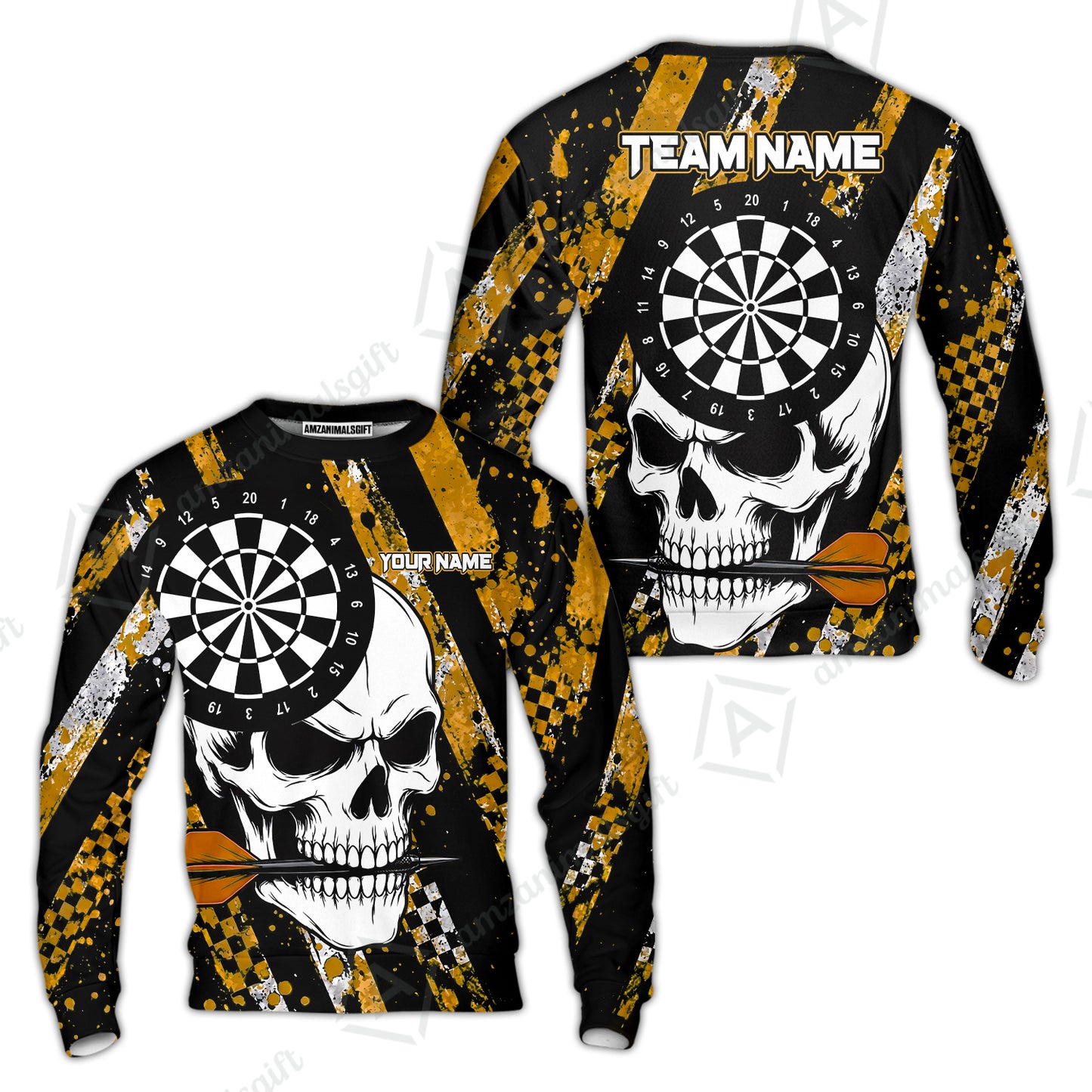 Custom Darts Jersey Polo Shirt, Skull Bites Dart, Custom Dart Jersey Team Shirt For Players With Name & Team Name