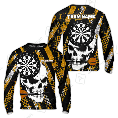 Custom Darts Jersey Polo Shirt, Skull Bites Dart, Custom Dart Jersey Team Shirt For Players With Name & Team Name