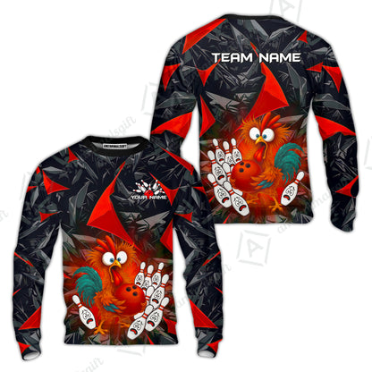 Custom Bowling Jersey Polo Shirt, Crazy Chicken Bowling Custom Bowling Jersey Team Shirt For Players With Name & Team Name