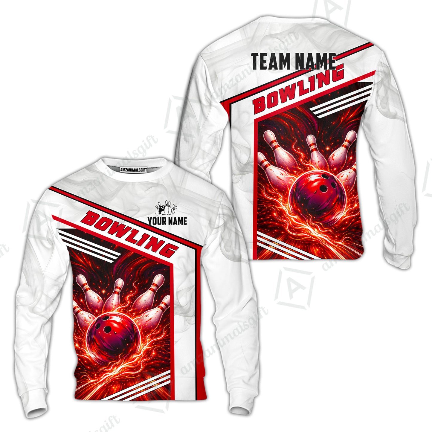 Custom Bowling Jersey Polo Shirt, Retro Racing & Fire Strike, Custom Bowling Jersey Team Shirt For Players With Name & Team Name