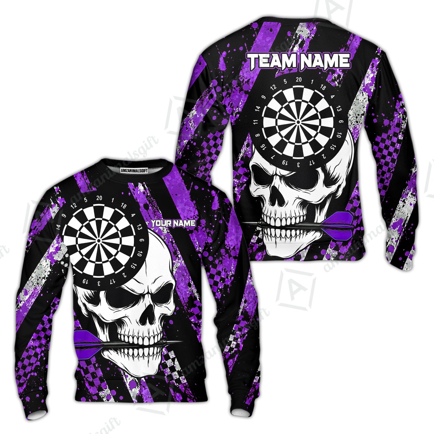 Custom Darts Jersey Polo Shirt, Skull Bites Dart, Custom Dart Jersey Team Shirt For Players With Name & Team Name