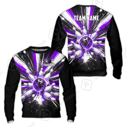 Custom Bowling Jersey Polo Shirt, Electric Burst Explosion, Custom Bowling Jersey Team Shirt For Players With Name and Team Name
