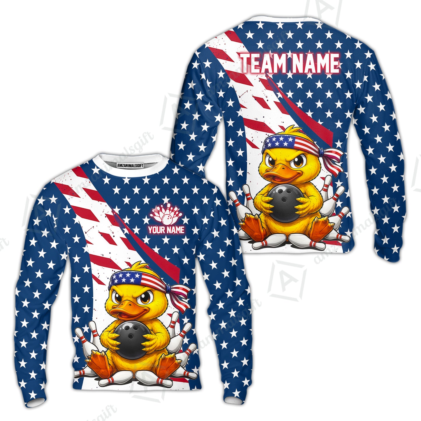 Custom Bowling Jersey Polo Shirt, Bowling US Duck, Personalize Name and Team Name