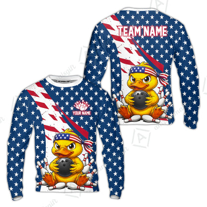 Custom Bowling Jersey Polo Shirt, Bowling US Duck, Personalize Name and Team Name
