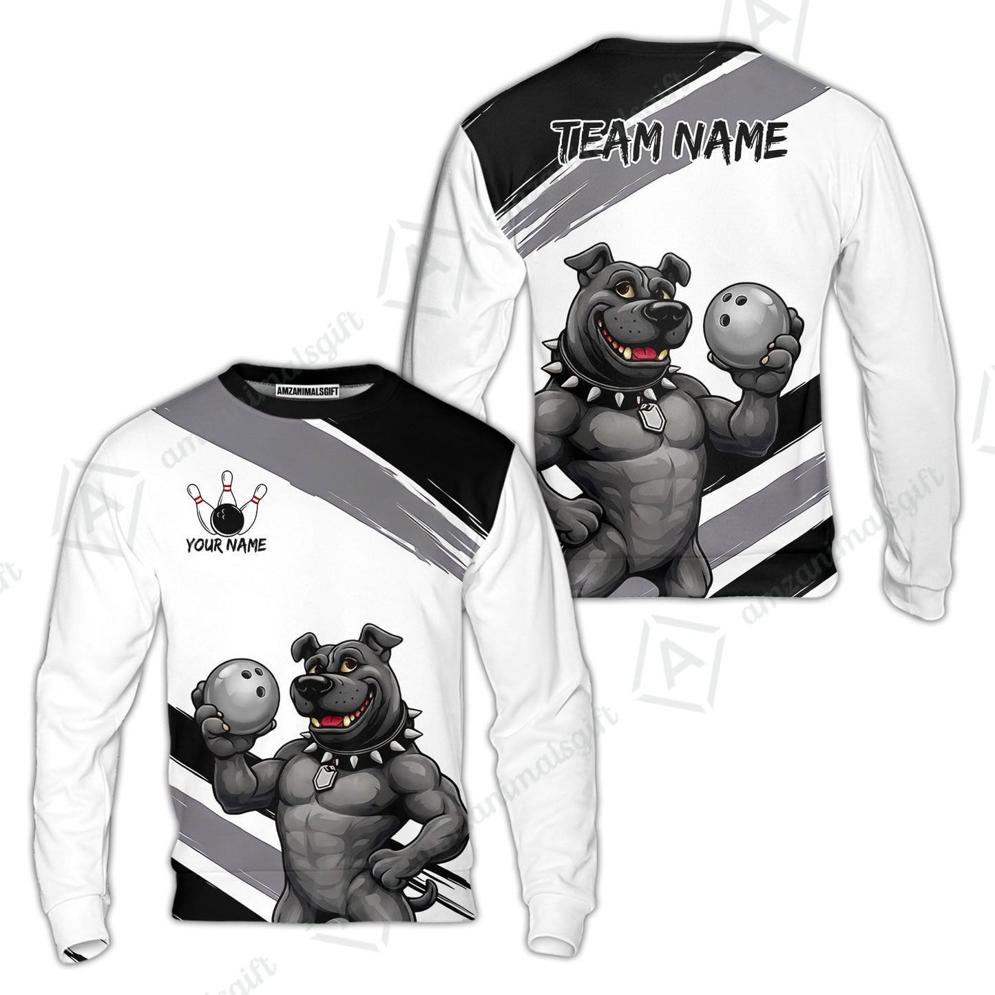 Custom Bowling Jersey Polo Shirt, Badass Dog Bowling Custom Bowling Jersey Team Shirt For Players With Name & Team Name