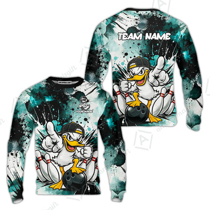 Custom Bowling Jersey Polo Shirt, Cool Duck Bowling, Custom Bowling Jersey Team Shirt For Players With Name & Team Name