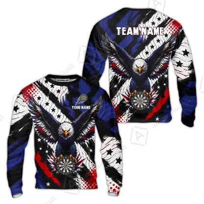 Custom Dart Jersey Team Shirt For Players, American Flag and Eagle Hold Board, Personalize Name and Team Name